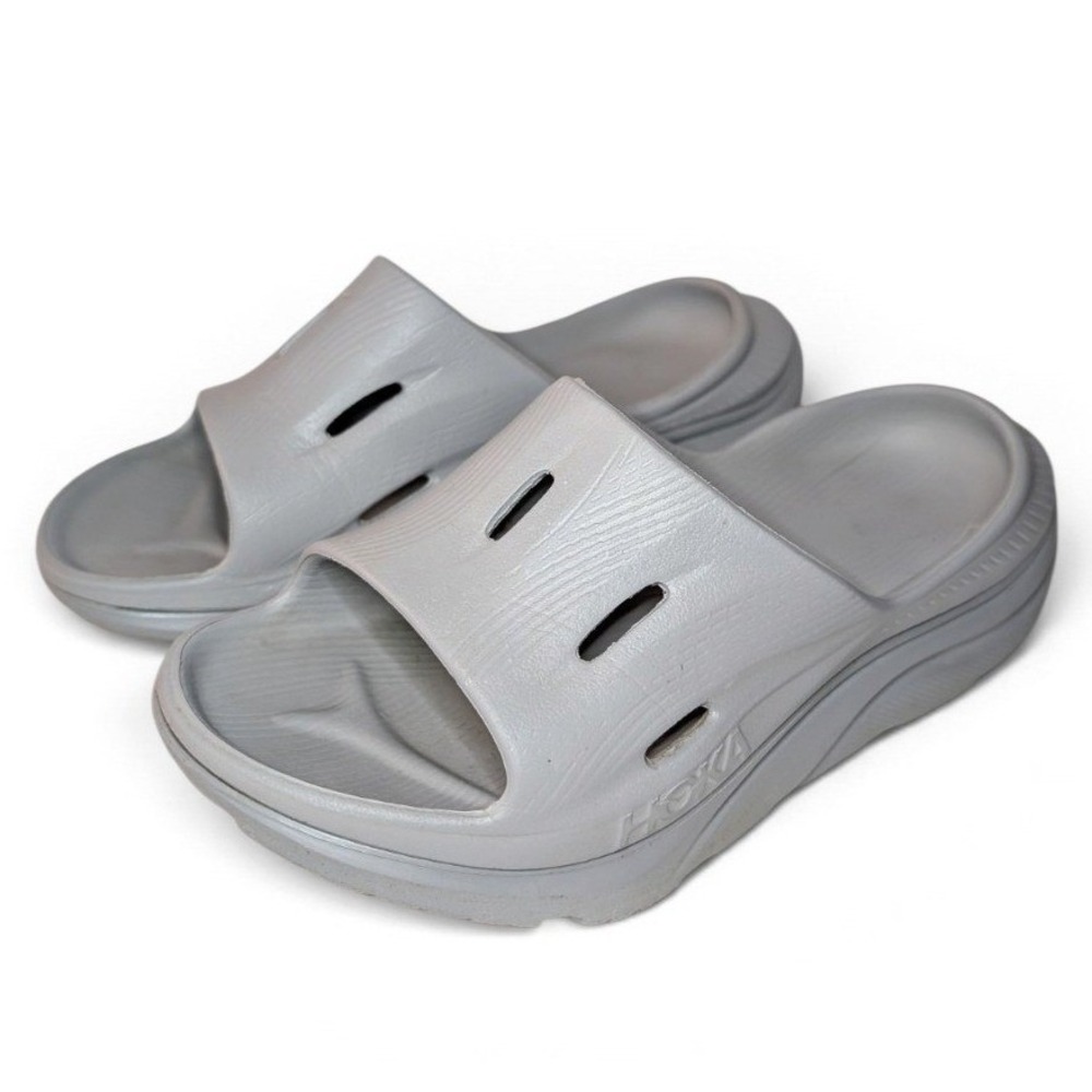 HOKA Ora Recovery Slide 3 Women 5 Gray Breathable Slip On Shoes Unisex Gorpcore